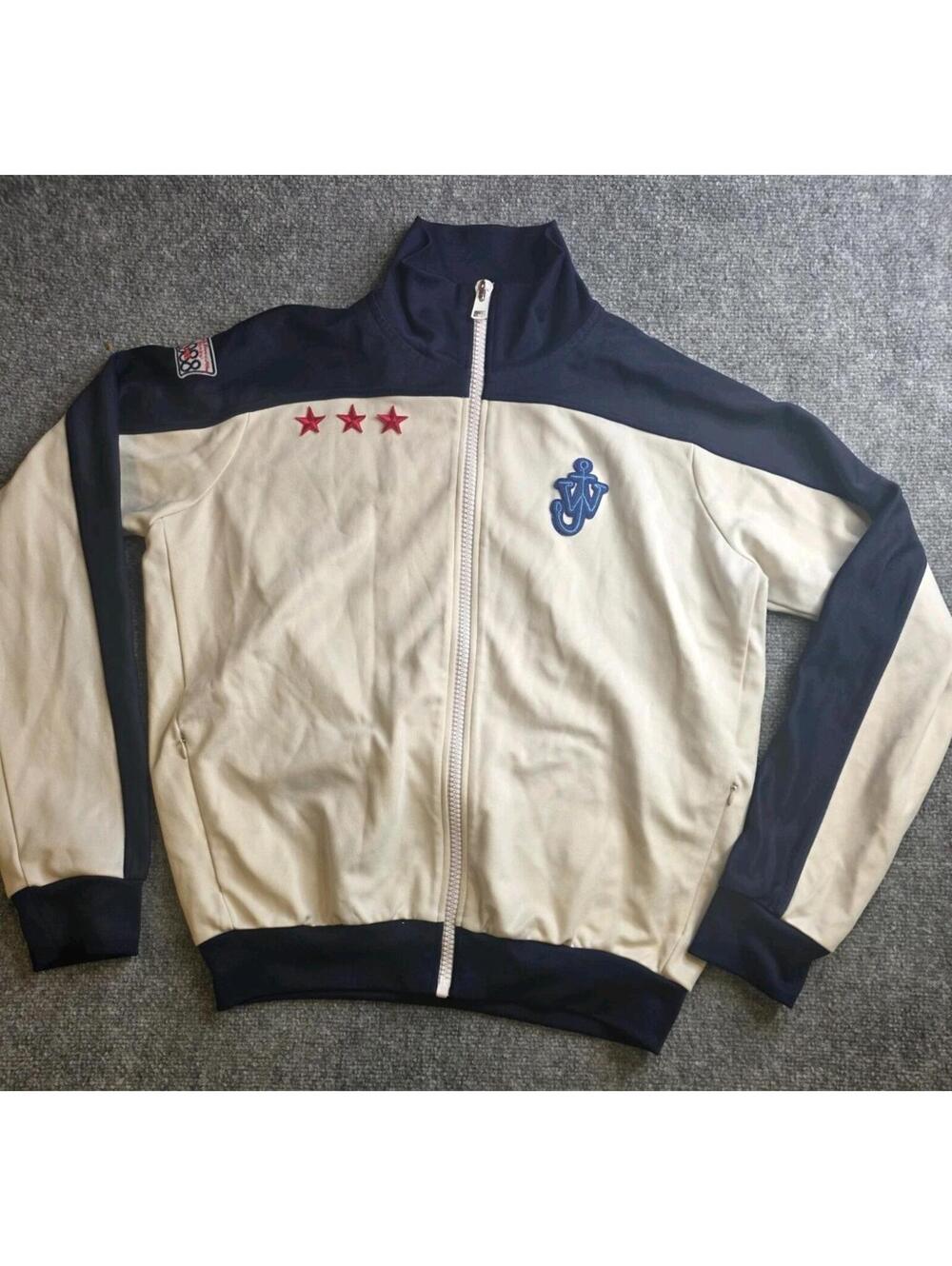 JW ANDERSON Track Jacket Mens Med Cream Colorblock Zip Up Anchor Logo $435 Read